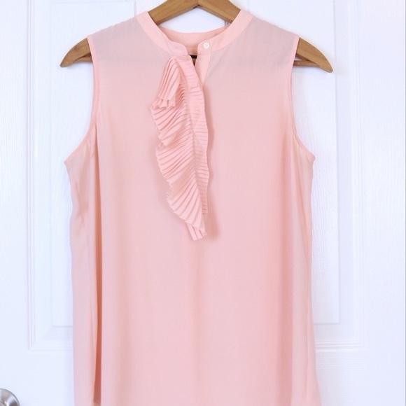 Banana Republic Tops - Banana Republic Petite L Blush Pink Ruffle Blouse NWT Flowy Relaxed Fit Top